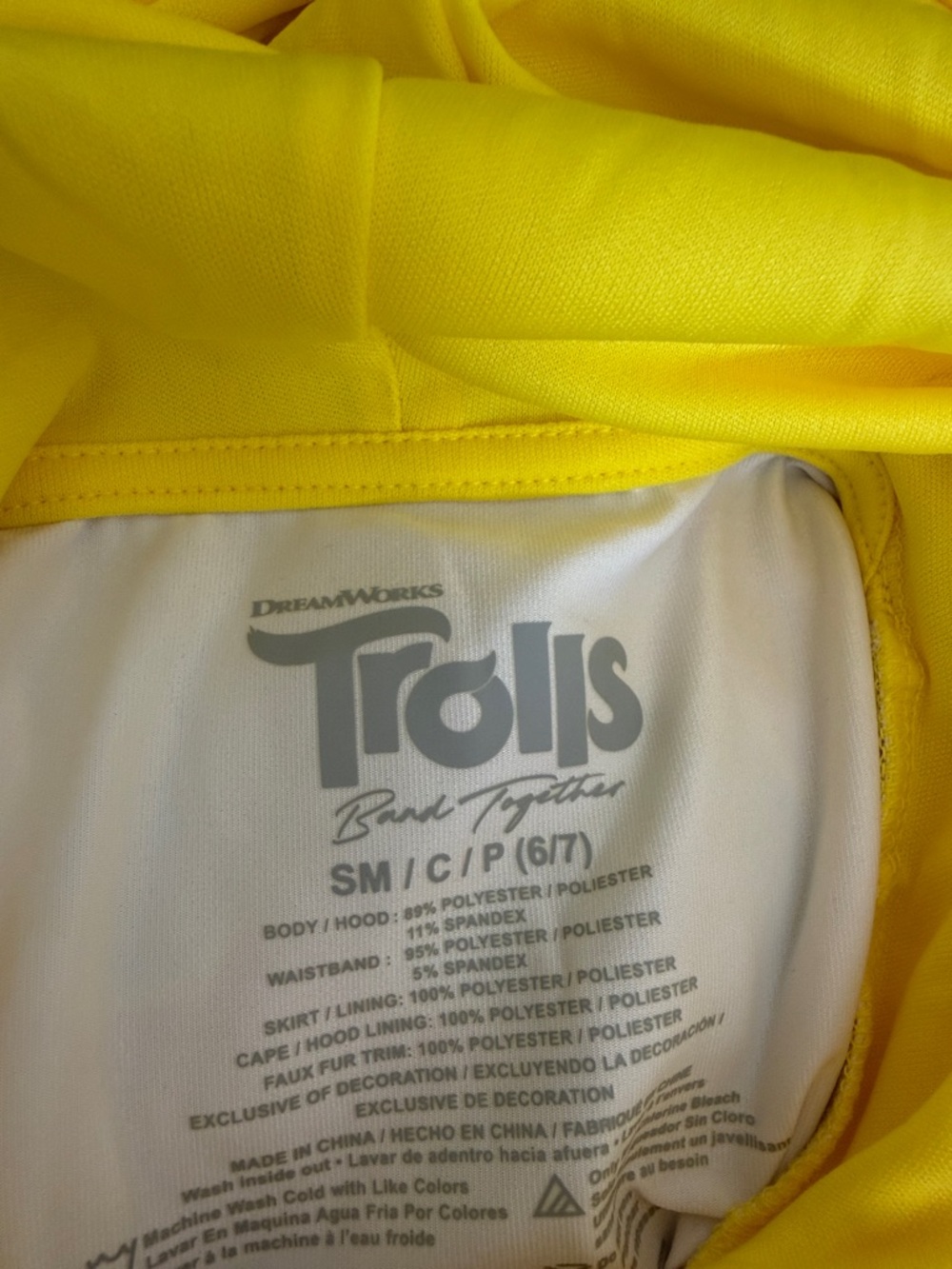 Trolls Viva Costume with Yellow Hood - Picture 6 of 6